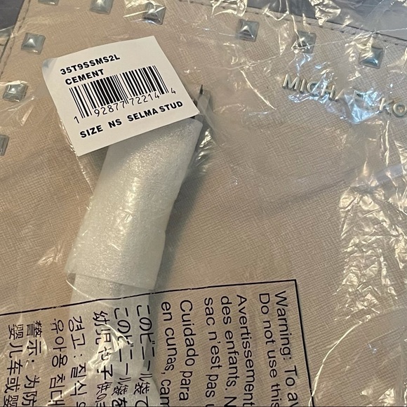 Selma Stud Satchel w/Shoulder Strap, Cement Color, Michael Kors size Medium - Picture 12 of 14